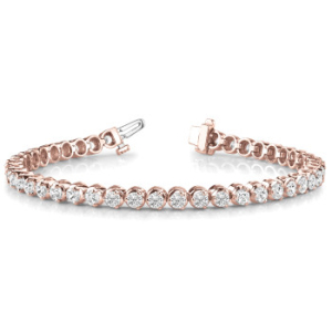 Roanne Natural Rose Gold 3 Prong Diamond Tennis Bracelet