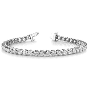 Roanne Natural Platinum 3 Prong Diamond Tennis Bracelet