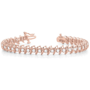 Polly Natural Rose Gold S Link Diamond Tennis Bracelet