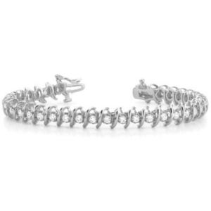 Polly Natural White Gold S Link Diamond Tennis Bracelet