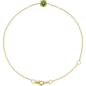 Rosary Peridot Yellow Gold 4 Prong  Bracelet