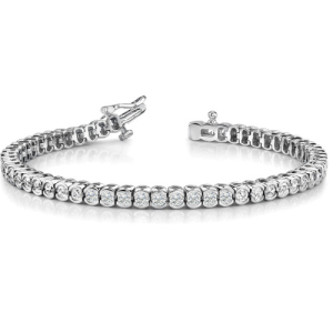 Payton Natural White Gold Semi Bezel Diamond Tennis Bracelet