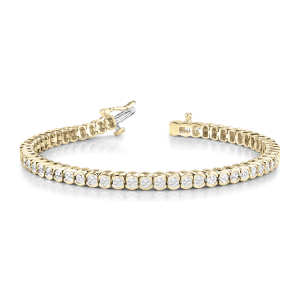 Payton Natural Yellow Gold Semi Bezel Diamond Tennis Bracelet