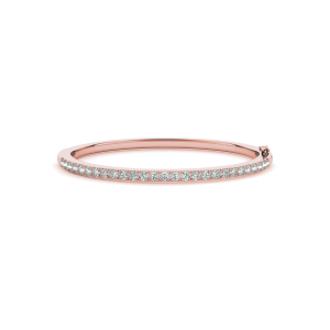 Shelette Natural Rose Gold 4 Prong Diamond Bangle Bracelet