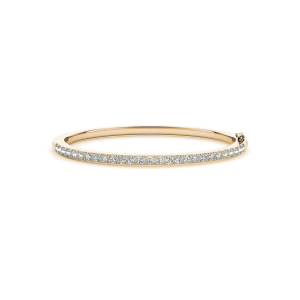 Shelette Natural Yellow Gold 4 Prong Diamond Bangle Bracelet