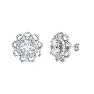 Jackston Lab-Created 4 Prong Halo Diamond Earrings