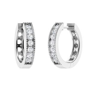Kimora 0.50 - 2.95 Carat Natural Round cut Milgrain Set  Hoop Diamond Earrings