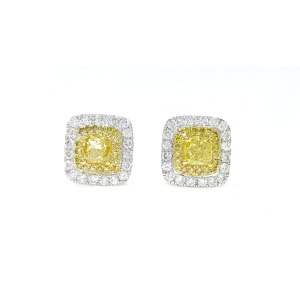 Hallie Gold 4 Prong Set Yellow Diamond Earrings