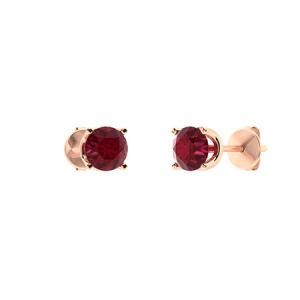 Hettie Natural Ruby Rose Gold 4 Prong Set  Diamond Earrings
