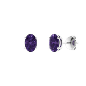 Gaelyn 1.00 Carat Amethyst Oval cut 4 Prong Set  Diamond Earrings