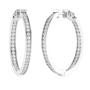 Kailey 0.50 - 2.95 Carat Lab-Created Round cut Channel Set  Hoop Diamond Earrings
