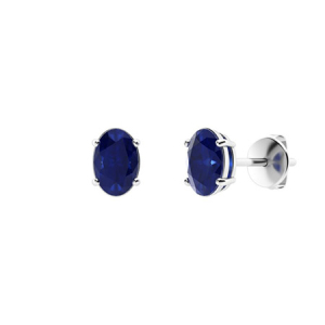 Geraldine Blue Sapphire 4 Prong Set  Diamond Earrings