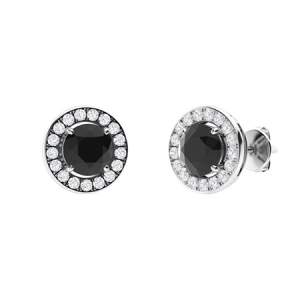 Hamida 1.00 - Carat Round cut 4 Prong  Black Diamond Earrings