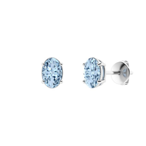 Gerica Aquamarine 4 Prong Set Birthstone Diamond Earrings