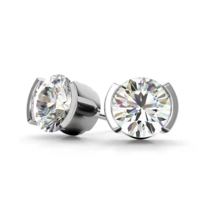 Janessa Moissanite Half Bezel Studs Diamond Earrings
