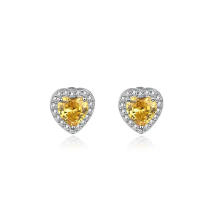 Hattie 0.60 - Carat Heart cut 3 Prong  Yellow Diamond Earrings