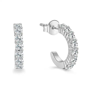 Keily 0.10 Carat Natural Round cut Shared Prong  Hoop Diamond Earrings