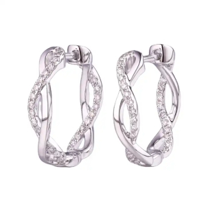 Kyndall Natural Platinum 4 Prong Hoop Diamond Earrings