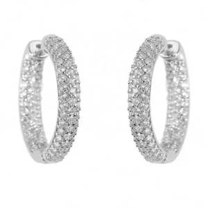 Kiera 0.50 - 3.00 Carat Natural Round cut Pave Set  Hoop Diamond Earrings