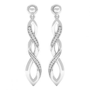 Kennita Natural White Gold Channel Set Designer Diamond Earrings