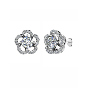 Freda 0.30 - 2.00 Carat Natural Round cut Claw Set  Cluster Diamond Earrings