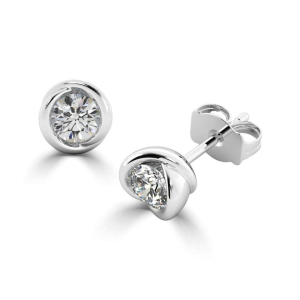 Jazlynn Lab-Created Yellow Gold Half Bezel Studs Diamond Earrings