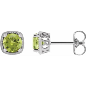 Florimel Peridot 4 Prong Set  Diamond Earrings