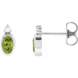 Finepopla Peridot Bezel Set  Diamond Earrings