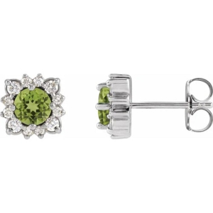 Florice Peridot Claw Set  Diamond Earrings