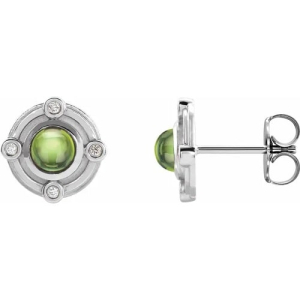 Florena Peridot Bezel Set  Diamond Earrings