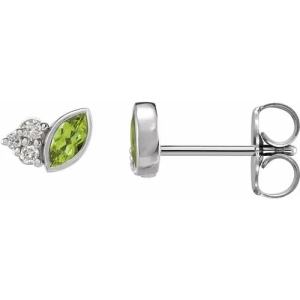 Felelolie Peridot Bezel Set  Diamond Earrings