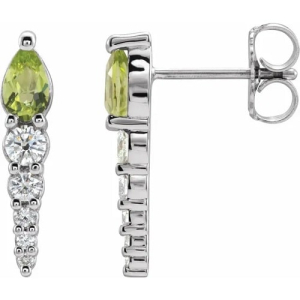 Floride Peridot 3 Prong  Diamond Earrings