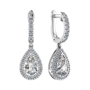 Freeda Natural Yellow Gold 3 Prong Drop Diamond Earrings