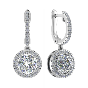 Linyeve Natural 4 Prong Set Drop Diamond Earrings