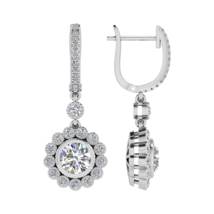 Lismely Natural Bezel Set Drop Diamond Earrings