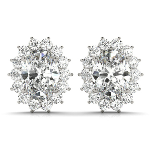 Jadelyn Lab-Created 4 Prong Halo Diamond Earrings