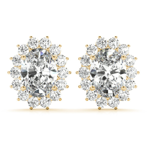 Jadelyn Lab-Created Yellow Gold 4 Prong Halo Diamond Earrings