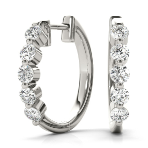 James Lab-Created Round cut Hoop Diamond Earrings
