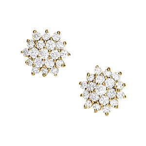 Elmina Natural Yellow Gold Diamond Cluster Earrings