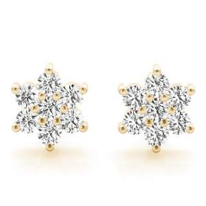 Basbas Lab-Created Yellow Gold Diamond Cluster Earrings