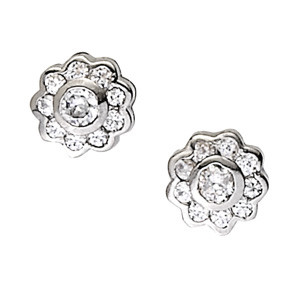 Feena Natural Silver Diamond Cluster Earrings