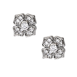Fazi Natural Silver Diamond Cluster Earrings