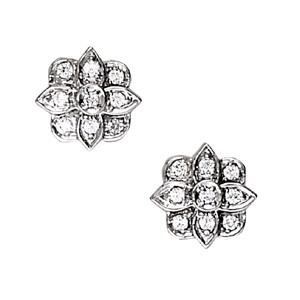  Esta Natural Silver Diamond Cluster Earrings