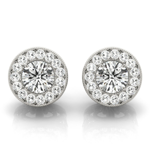  Evalie 0.25 - 0.80 Carat Natural Round cut Halo Diamond Earrings
