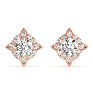 Evora Lab-Created Rose Gold Halo Diamond Earrings