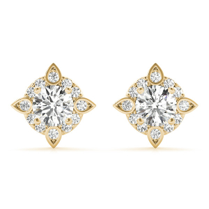 Evora Lab-Created Yellow Gold Halo Diamond Earrings