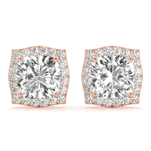 Elda Lab-Created Rose Gold Halo Diamond Earrings