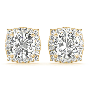 Elda Lab-Created Yellow Gold Halo Diamond Earrings