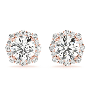 Eilidh Lab-Created Rose Gold Halo Diamond Earrings