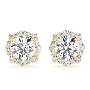 Eilidh Lab-Created Yellow Gold Halo Diamond Earrings